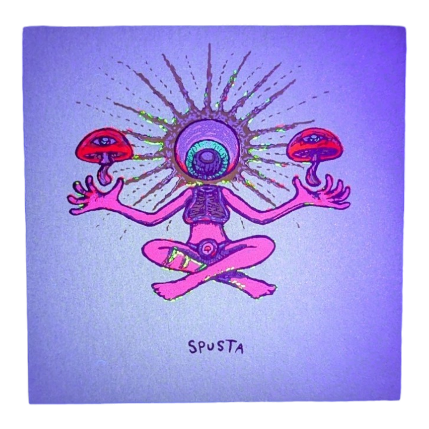 Marq Spusta Shroom Sister (Aqua Shimmer), 2020 Screen print  3 x 3 in  Plate signed.