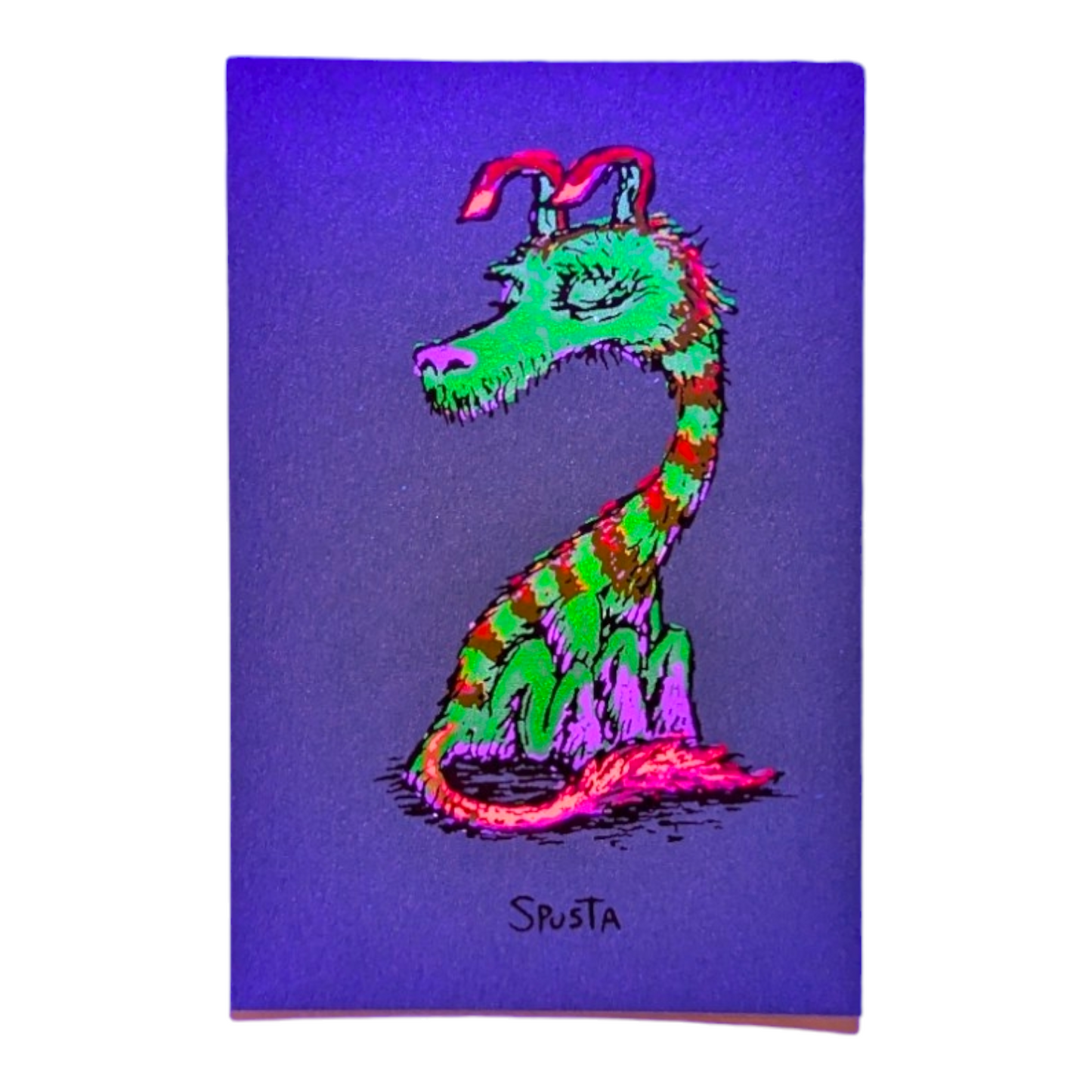 Marq Spusta Zebra Dog (Teal Shimmer)  Screen print  3 x 2 in  Plate signed