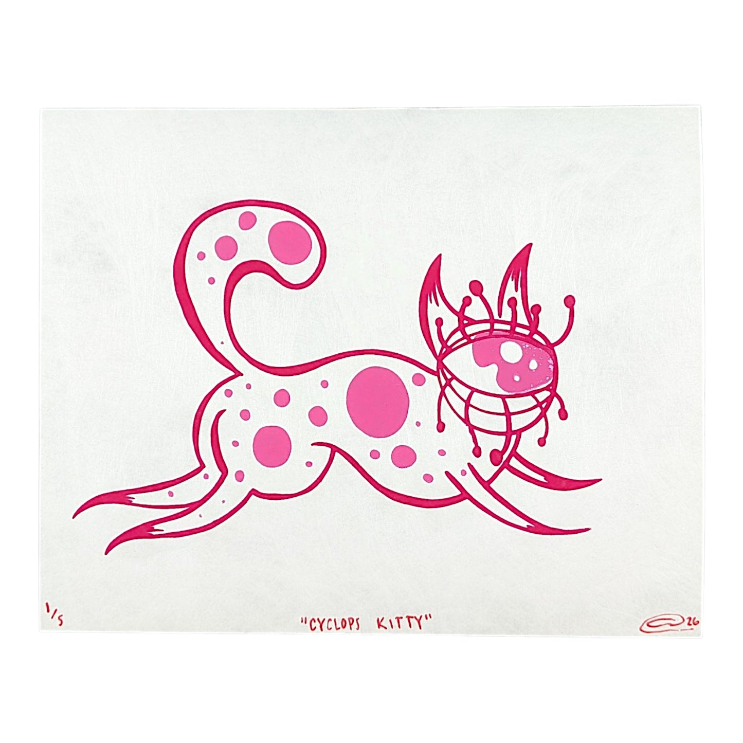 Chandler Condon "Cyclops Kitty (White Japanese Paper)" Print