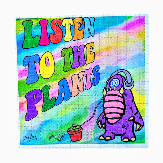 Wookerson Untitled (Listen To the Plants) Screen Print On Blotter Paper 7.75 x 7.75 in Edition of 25  Hand Signed + Numbered by the artist