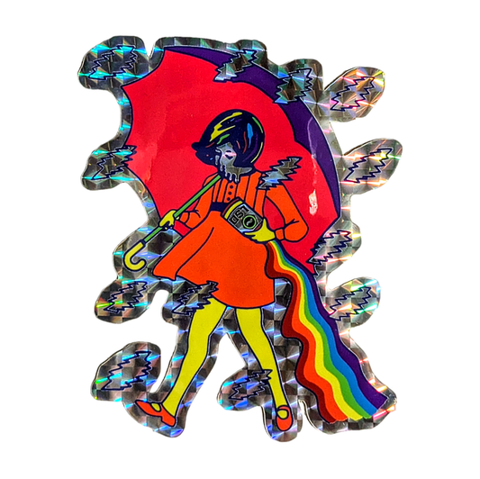 Slinger x Wookerson Sandoz Girl Foil Sticker  Includes (1) 4” vinyl die cut foil sticker