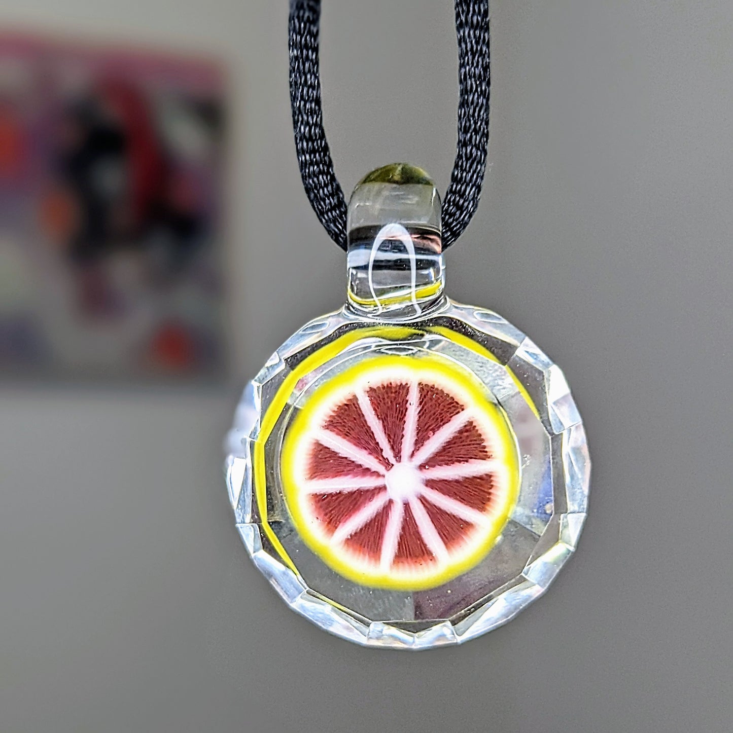 Sam Lyons x Pat Taylor Faceted Borosilicate Glass Slice Pendant 2021 - 2022 Canary Yellow & Gold Ruby