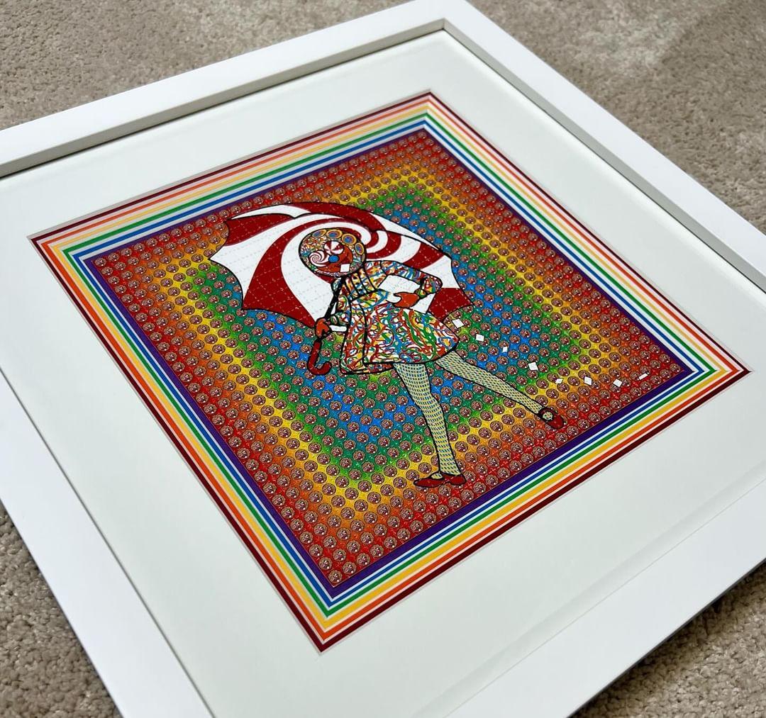 Slinger x Original Gongster x Pyroscopic "Acid Eater Girl (Rainbow)" Print - Custom Framed
