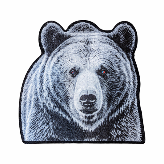 Wookerson Bear The Well, 2023 Screen Print on Moodmat 14.75 x 15.25 in die cut 