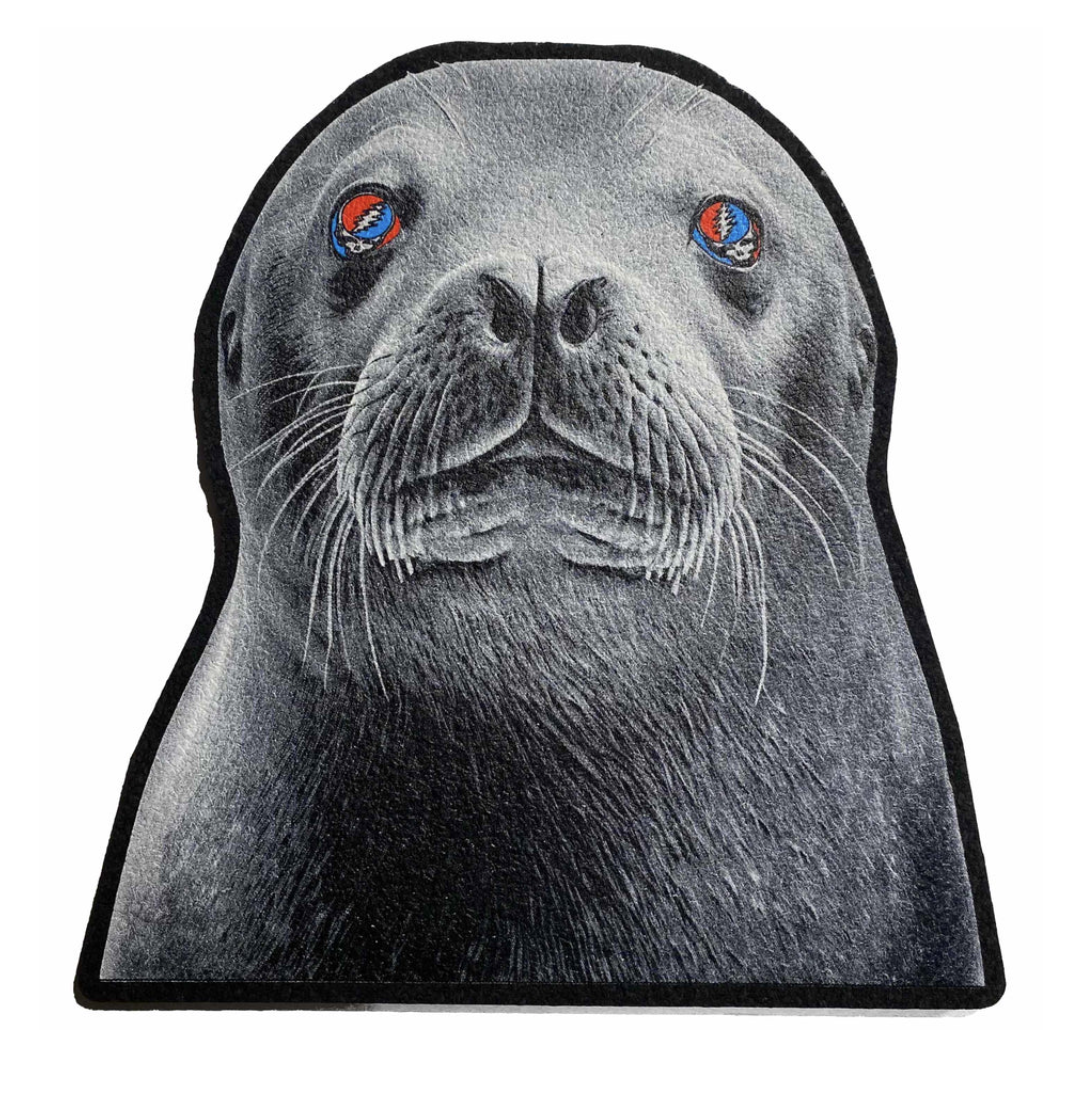 Wookerson Seal Your Face, 2023 Screen Print on Moodmat 14.75 x 15.25 in die cut 