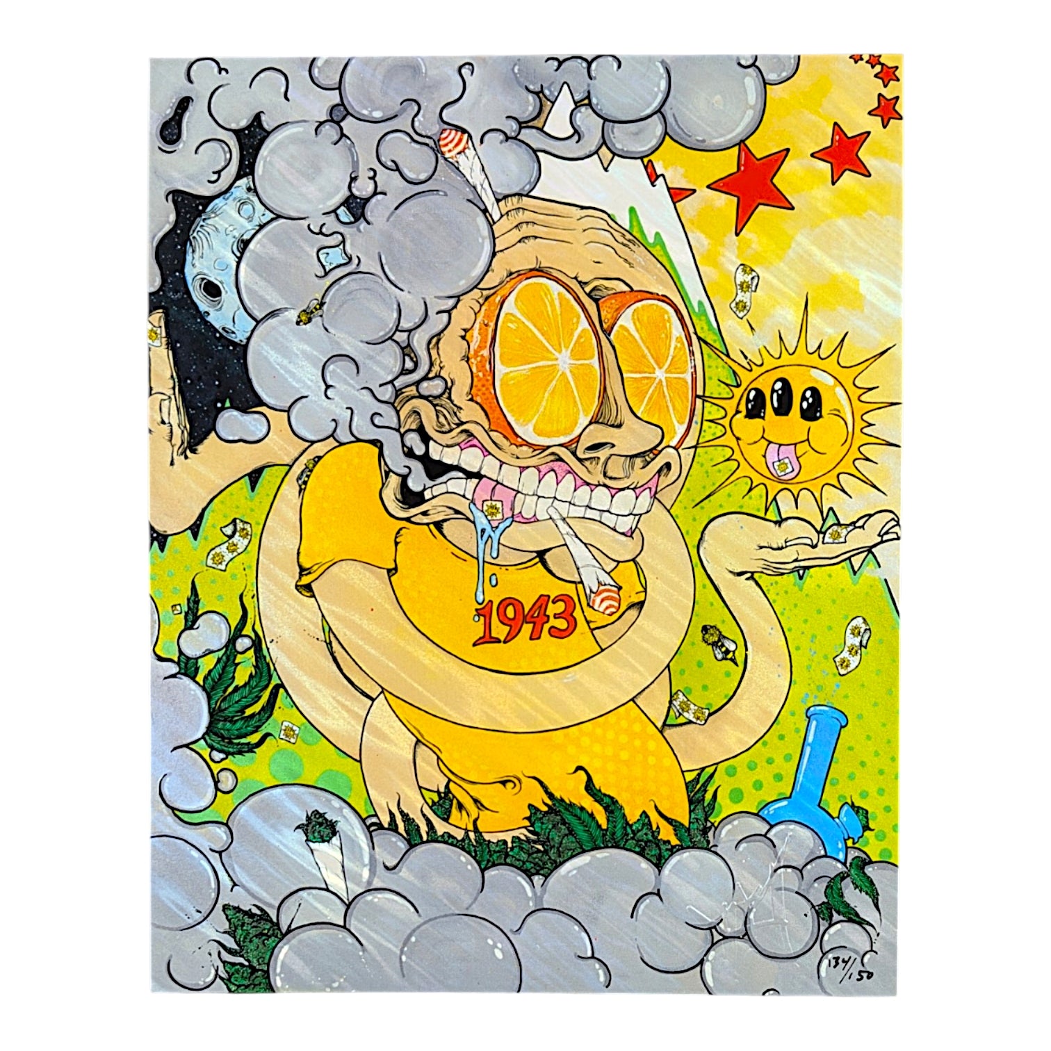 Aaron Brooks 
1943 (Moon Lava), 2026 
Holo-Giclée print on foil paper 
8 x 10 in 
Edition of 150 

Hand numbered in lower right corner 