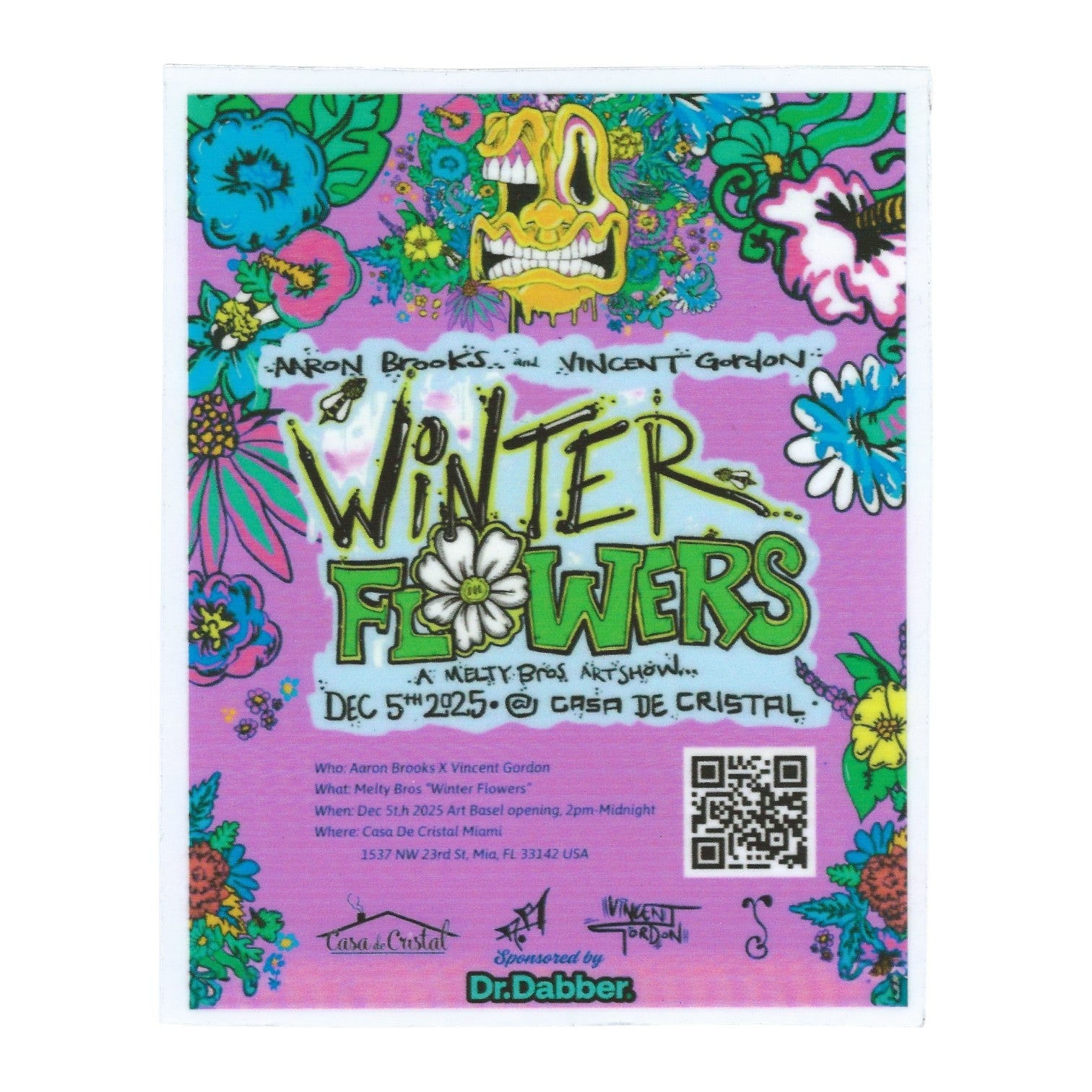Aaron Brooks and Vincent Gordon Winter Flowers Melty Bros Art Show Handbill