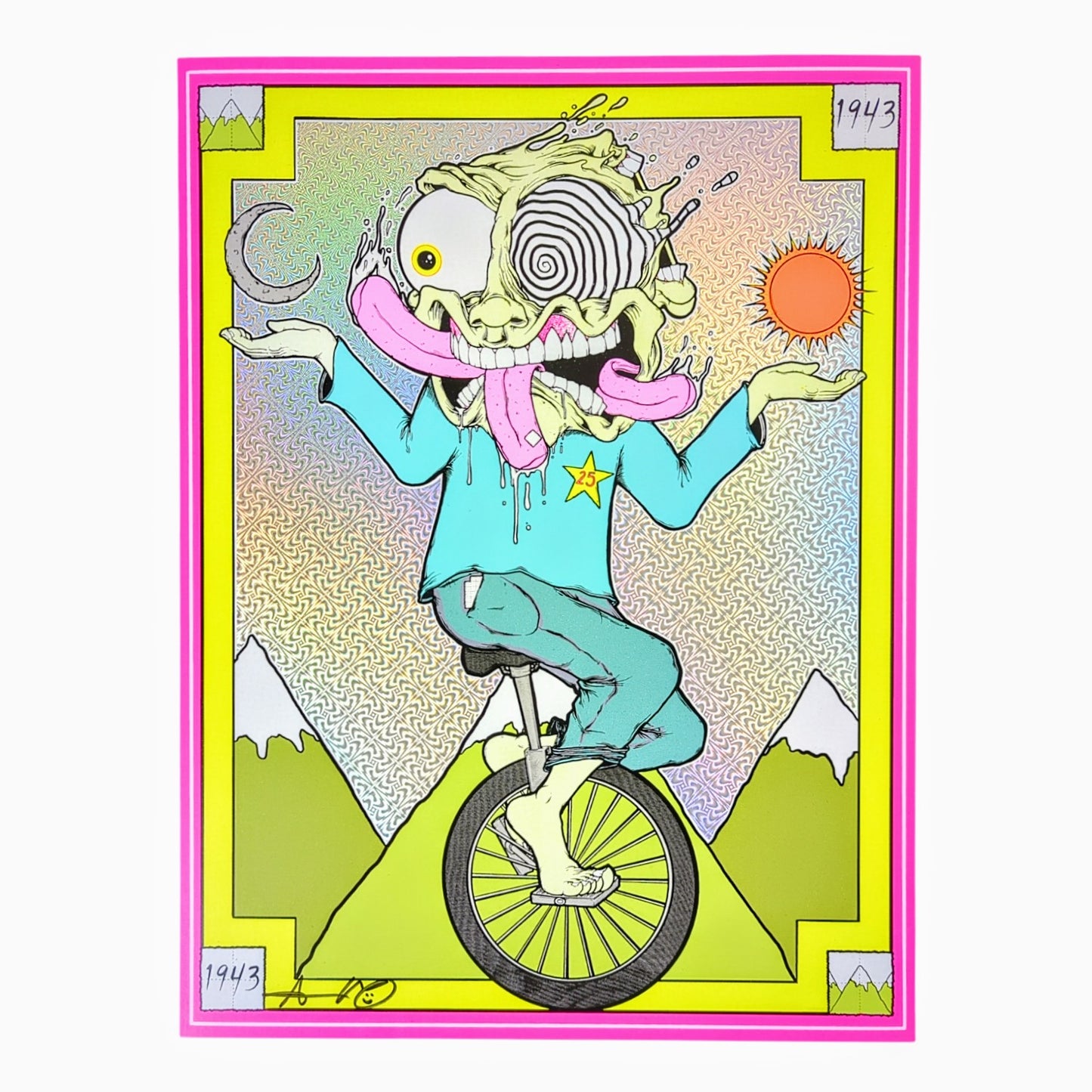 Aaron Brooks 
Bicycle Day, 2023
Archival Pigment Print on Cold Press Cotton Paper
12 x 16 in

Hand Signed + Numbered by the artist. Printed in Colorado by CIK STUDIOS.