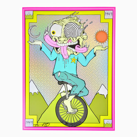 Aaron Brooks 
Bicycle Day, 2023
Archival Pigment Print on Cold Press Cotton Paper
12 x 16 in

Hand Signed + Numbered by the artist. Printed in Colorado by CIK STUDIOS.