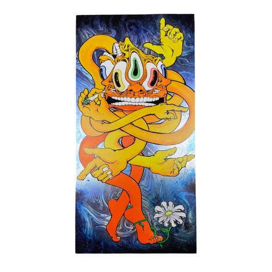 Aaron Brooks
Easy Skankin' (Swirl3), 2026
Holo-giclée with embossed gloss on Swirl3 foil paper 
12 x 24 in
Edition of 50

Hand numbered by the artist. Accompanied by Certificate of Authenticity hand signed + numbered by the artist.


