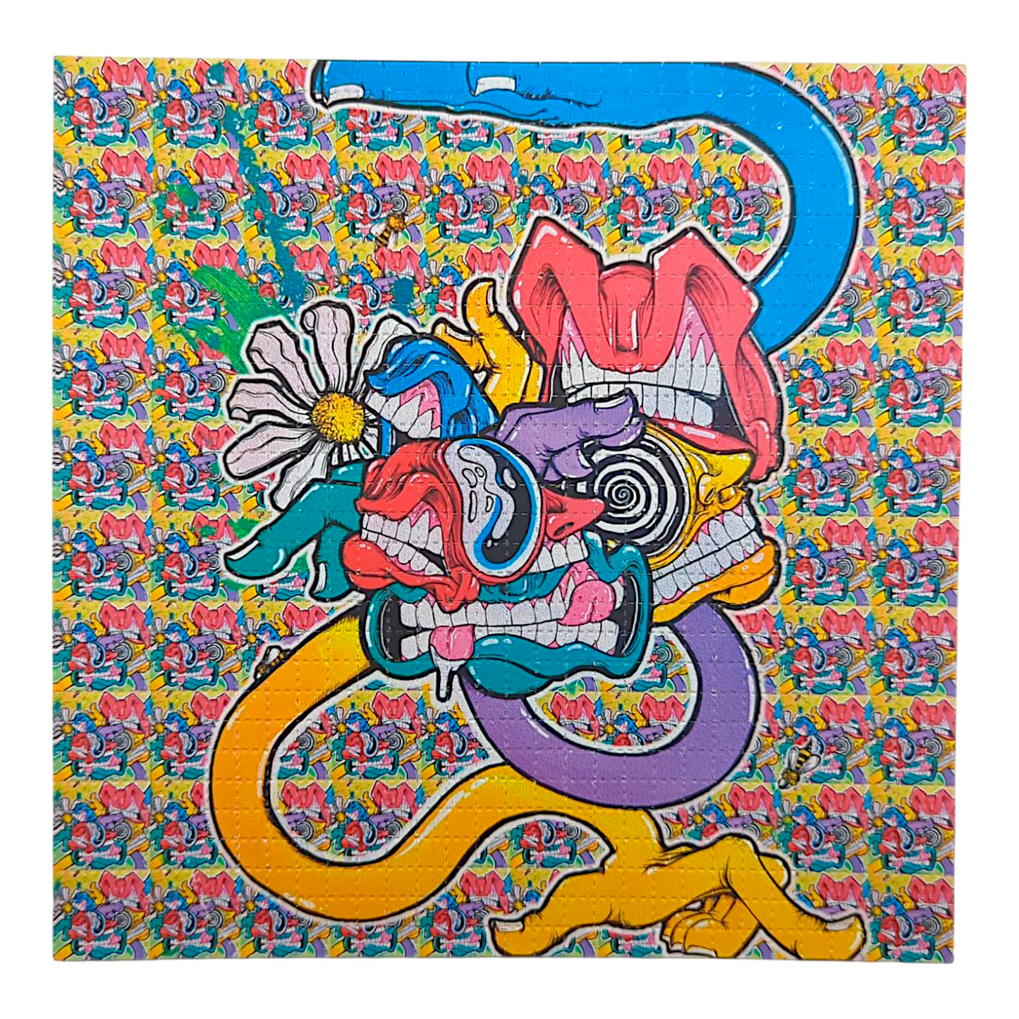 Aaron Brooks 
Get In Where You Fit In, 2025 
Archival Pigment Print on Perforated Blotter Paper 
7.5 x 7.5 in 
Edition of 200 

Hand signed + numbered by the artist. Perforated and published by Zane Kesey in Pleasant Hill, OR.