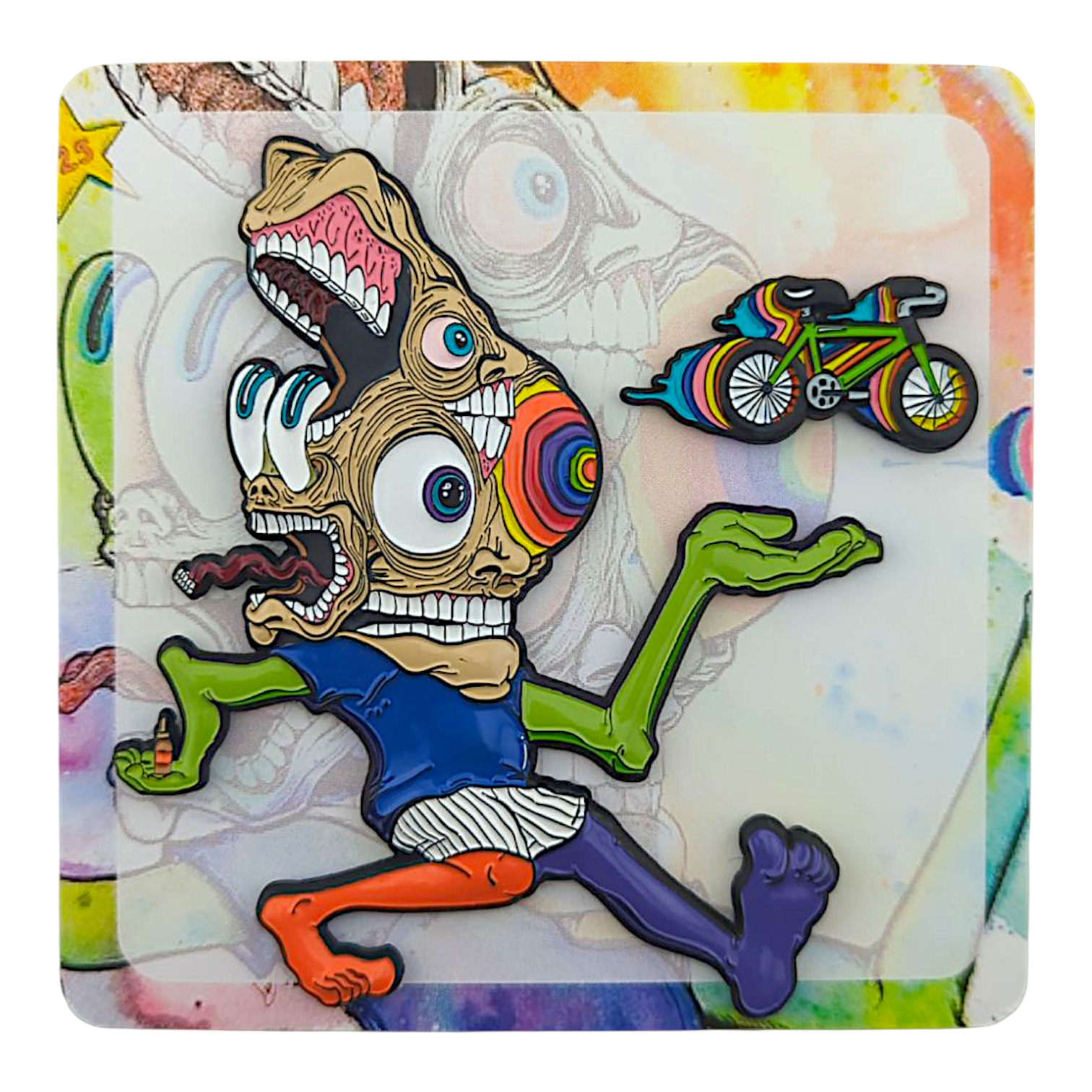 Aaron Brooks x Ground Score 
Bike Day, 2025 
3D mold pin 
Approx. 3.75 in with 1.5 in Mini bicycle pin 
Edition of 125
