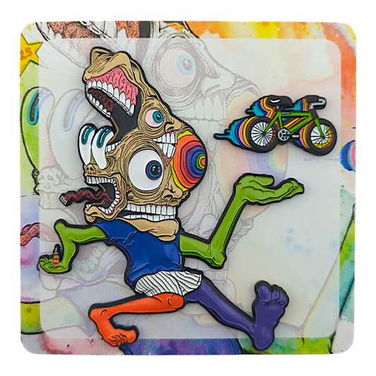 Aaron Brooks x Ground Score 
Bike Day, 2025 
3D mold pin 
Approx. 3.75 in with 1.5 in Mini bicycle pin 
Edition of 125