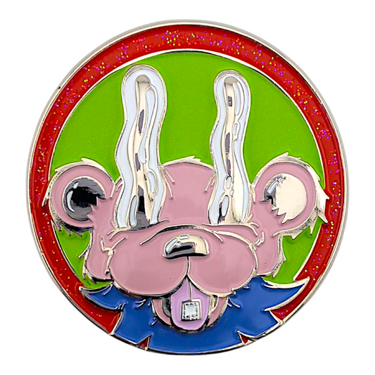 Aaron Brooks x Ground Score 
Billy Bear (Silver), 2025 
Double sided gold coin 
Approx. 2 in diameter | 3.5 mm thick 
Edition of 100 