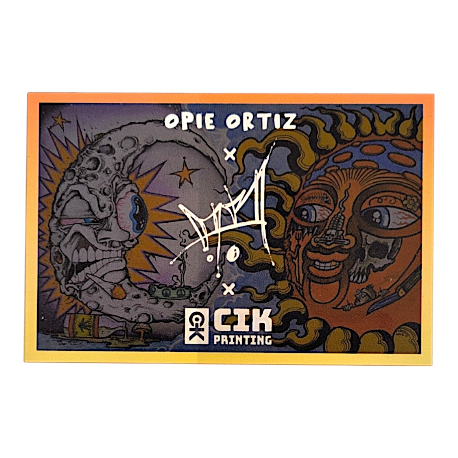Aaron Brooks x CIK Day Tripper , 2026 Screen printed on glitter foil vinyl Approx. 1.75 x 1.75 in