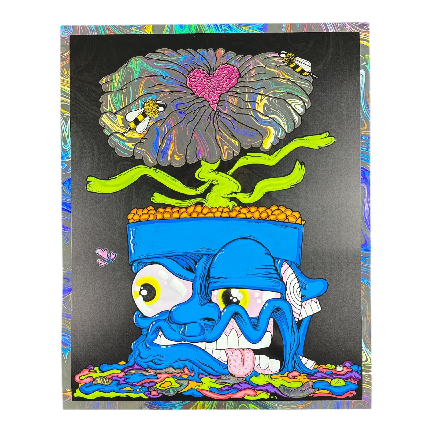 Aaron Brooks x Vincent Gordon Melty Bros
Choose Love Pot, 2025 
Holo Giclee - Swirl 3, Black
16 x 20 in 
Edition of 10

Hand signed + numbered by the artists. Accompanied by Certificate of Authenticity. Printed in Colorado by CIK STUDIOS.
