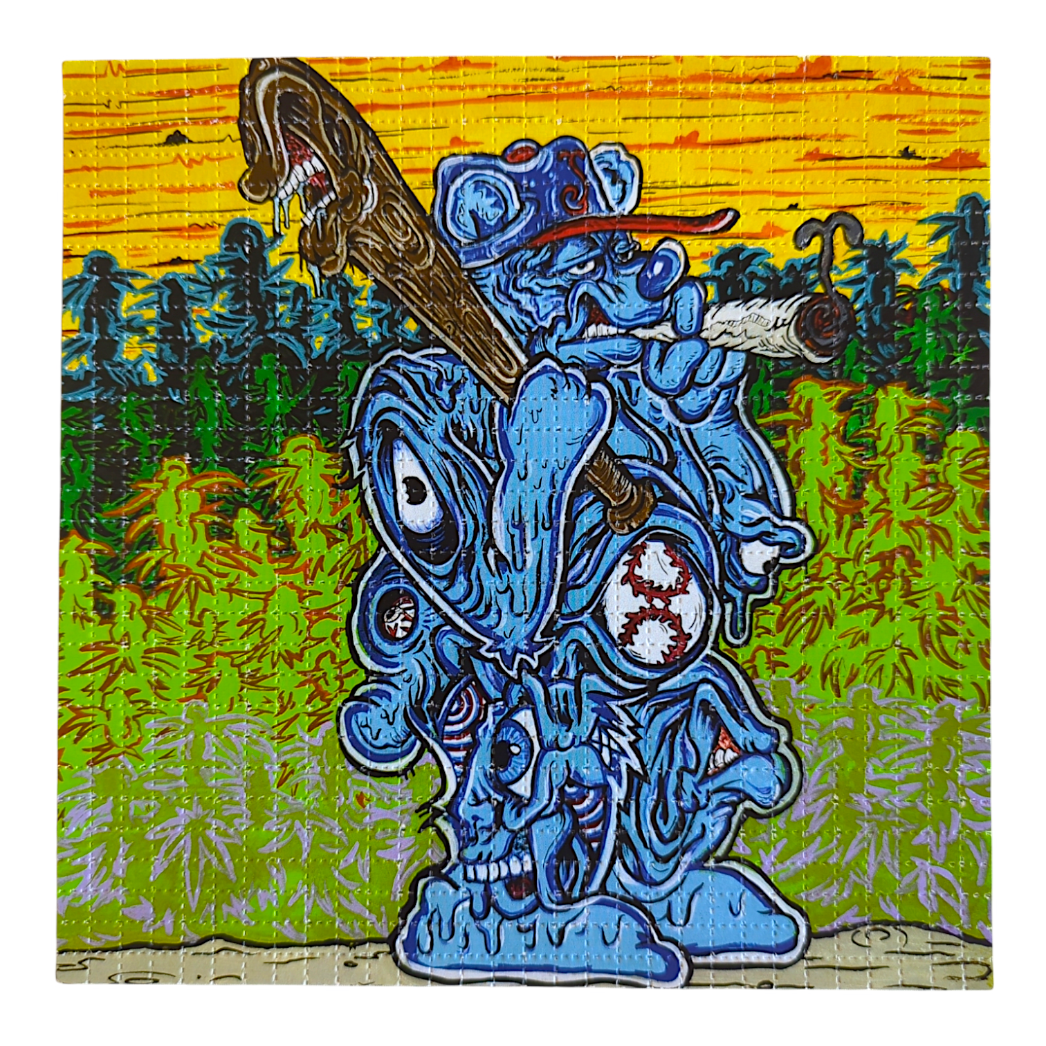 Aaron Brooks x Vincent Gordon (Melty Bros)
Cubbie Bear, 2017
Archival Pigment Print on Perforated Blotter Paper
7.5 x 7.5 in
Limited edition

Hand Signed by the artist. Hand perforated by Zane Kesey.