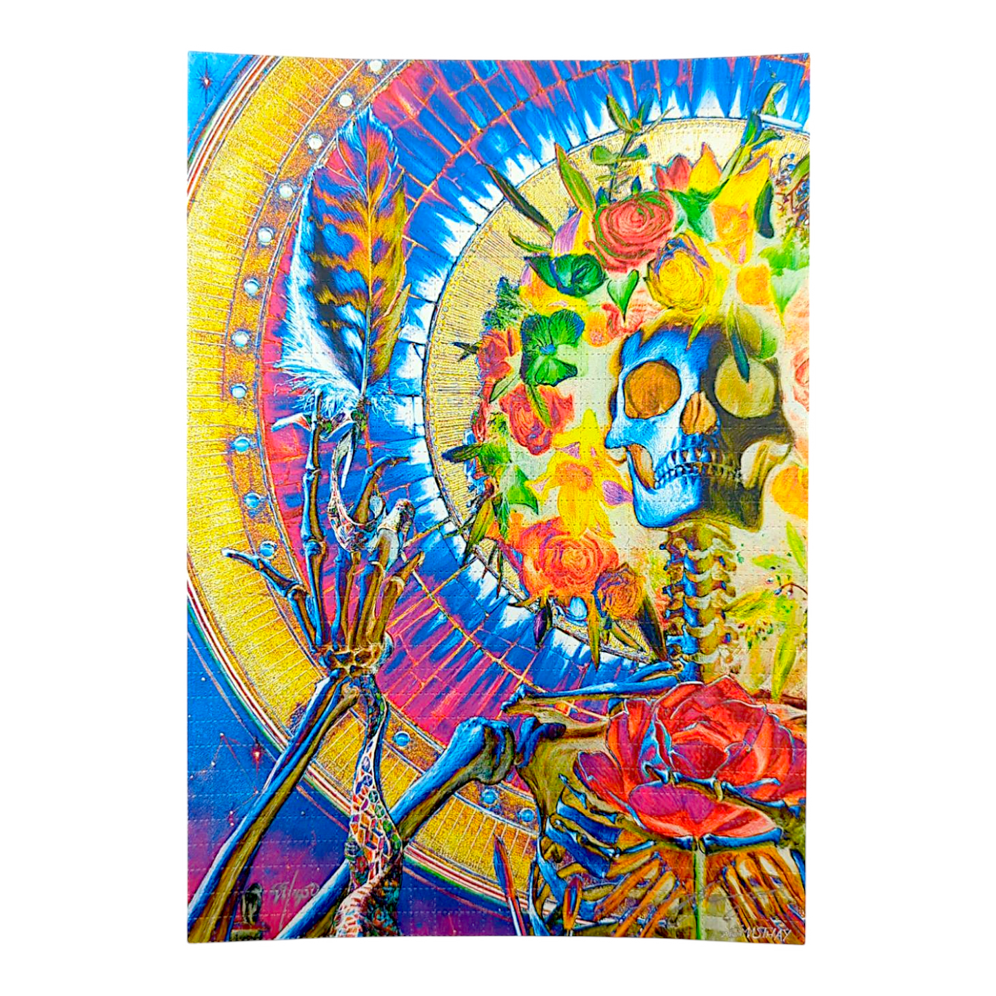 AJ Masthay 
Enlightened, 2025 
Print on Perforated Blotter Paper 
6.25 x 9 in 
Edition of 300  

Hand signed + numbered by the artist