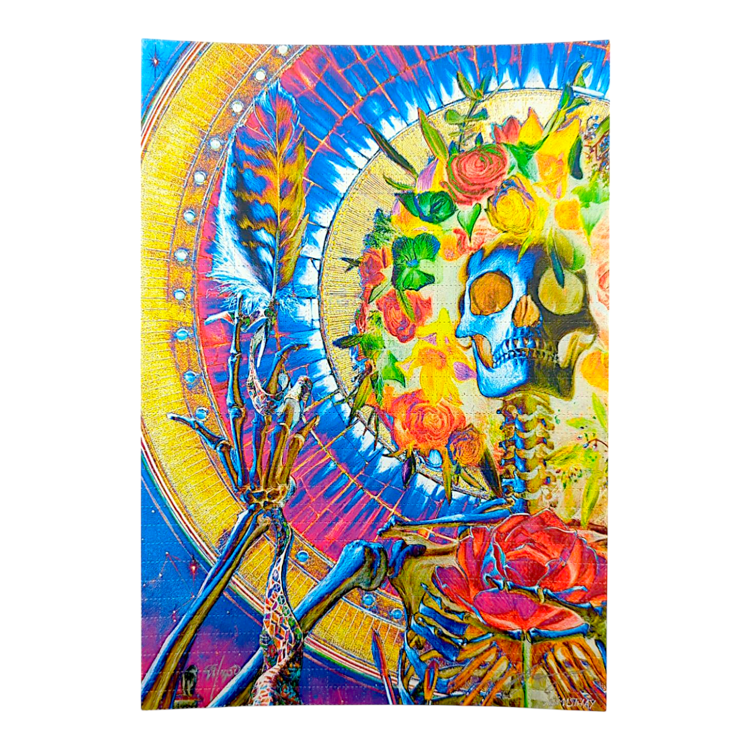 AJ Masthay 
Enlightened, 2025 
Print on Perforated Blotter Paper 
6.25 x 9 in 
Edition of 300  

Hand signed + numbered by the artist