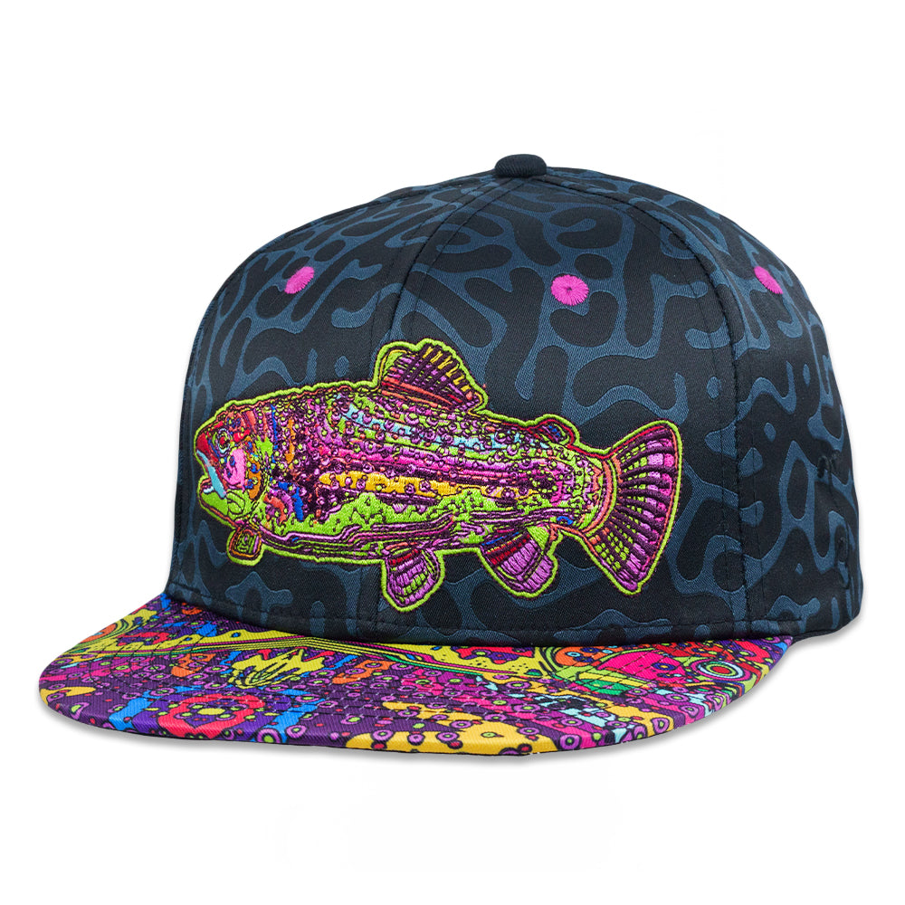 Android Jones Kilgore Trout Coral Black Snapback Hat
- Custom Woven Fabric
- Embroidered Artwork
- Sublimation Printing
- Square Brim
- Satin Lining
- Stash Pocket
- Snap Closure
- Limited Edition of 300