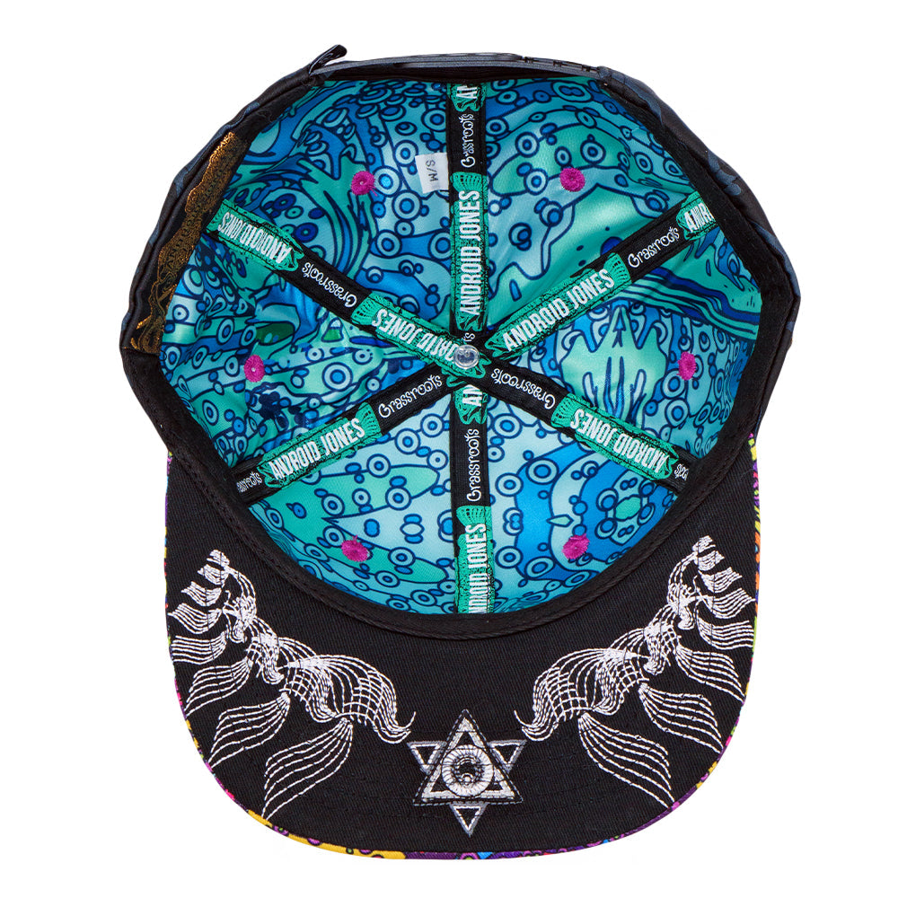 Android Jones Kilgore Trout Coral Black Snapback Hat
- Custom Woven Fabric
- Embroidered Artwork
- Sublimation Printing
- Square Brim
- Satin Lining
- Stash Pocket
- Snap Closure
- Limited Edition of 300