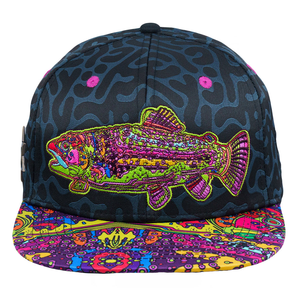 Android Jones Kilgore Trout Coral Black Snapback Hat
- Custom Woven Fabric
- Embroidered Artwork
- Sublimation Printing
- Square Brim
- Satin Lining
- Stash Pocket
- Snap Closure
- Limited Edition of 300