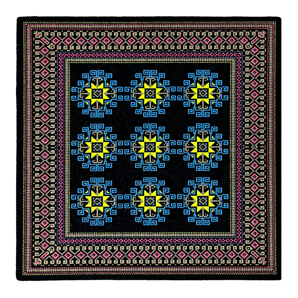 Basel Bitcarpet 12, 2025 UV & Glow Screen Print on Moodmat 12 x 12 in Edition of 111