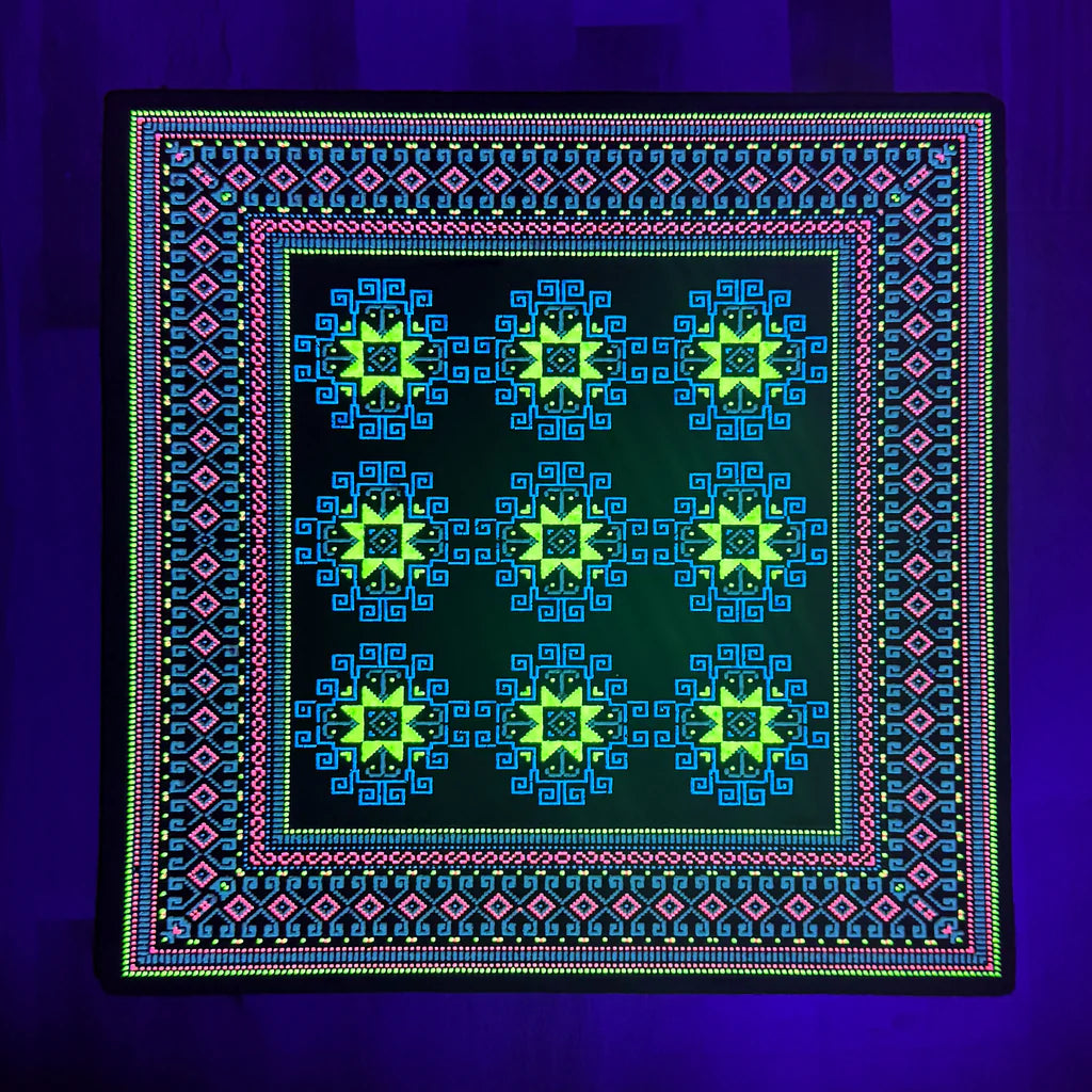 Basel Bitcarpet 12, 2025 UV & Glow Screen Print on Moodmat 12 x 12 in Edition of 111