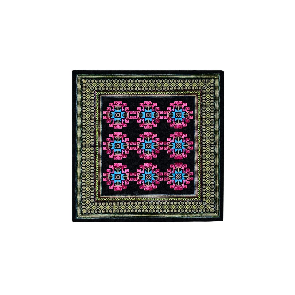Basel Bitcarpet 5, 2025 UV & Glow Screen Print on Moodmat 5 x 5 in Edition of 111