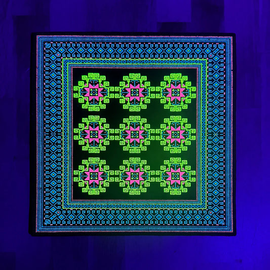 Basel Bitcarpet 5, 2025 UV & Glow Screen Print on Moodmat 5 x 5 in Edition of 111