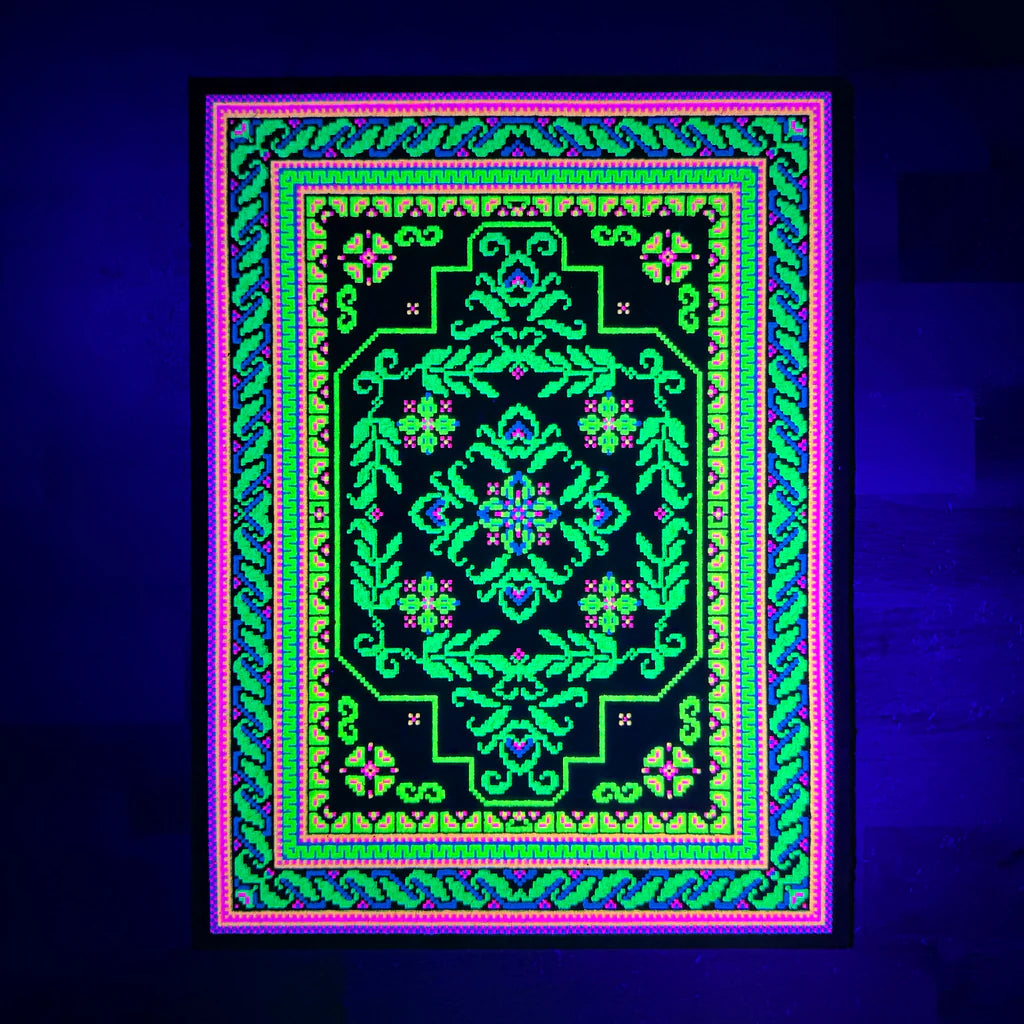 Beach Blast III Bitrug, 2026 UV & Glow Screen Print on Moodmat 8.25 x 11 in Edition of 222