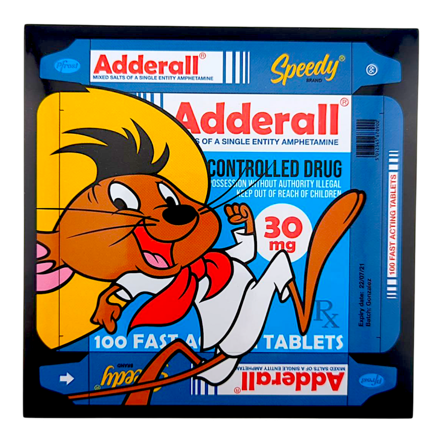 Ben Frost Speedy On Adderall Sticker

Includes (1) 5.25 x 5.25” vinyl sticker