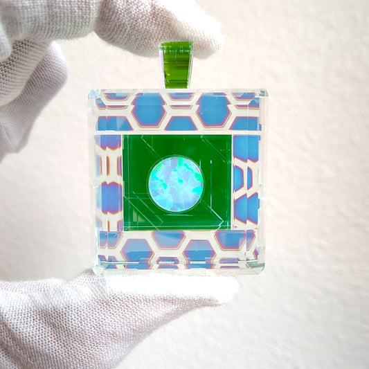 Boro Barto (Dan Barto) Dichroic glass pendant with opal Approx. 12 x 34 x 35 mm