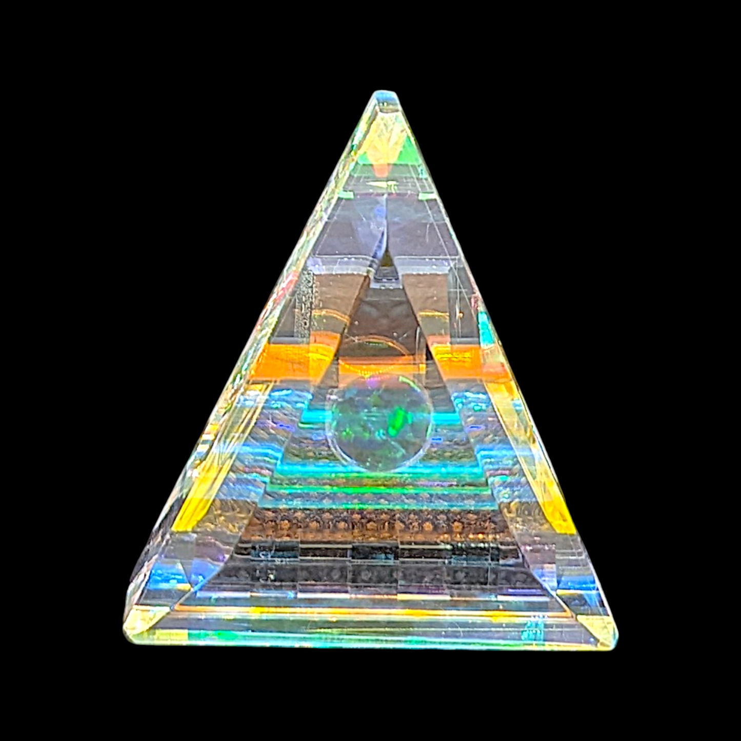 Boro Barto (Dan Barto) 
Dichroic glass pendant with opal 
Approx. 13 x 30 x 34 mm