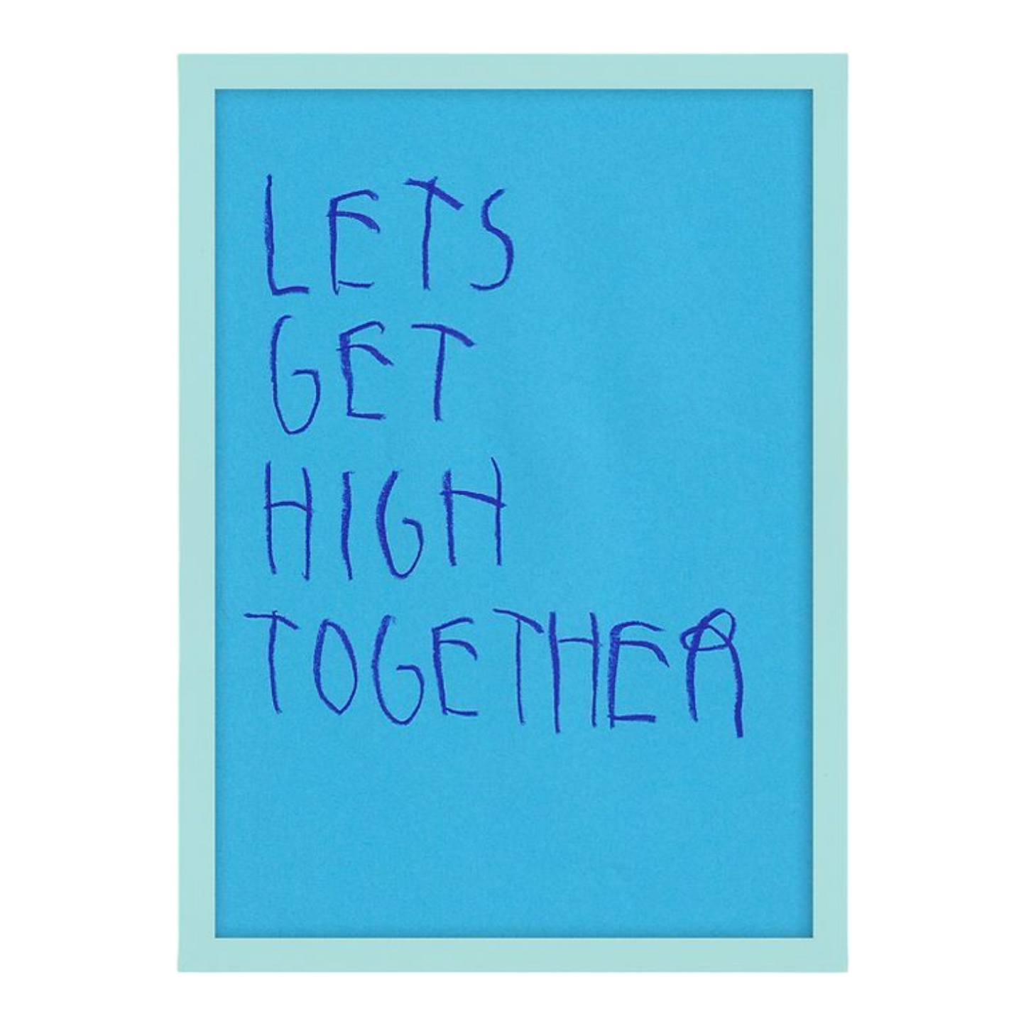 CB Hoyo 
Let’s Get High Together, 2024 
Permanent wax pastels on 80gr Paper 
8.27 x 11.69 in | 21 x 29.7 cm 

Unique piece. Hand signed + dated by the artist on verso. Accompanied by original proof of purchase. 