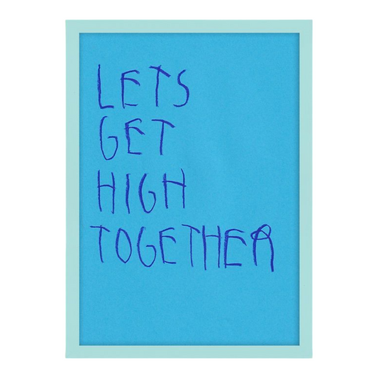 CB Hoyo 
Let’s Get High Together, 2024 
Permanent wax pastels on 80gr Paper 
8.27 x 11.69 in | 21 x 29.7 cm 

Unique piece. Hand signed + dated by the artist on verso. Accompanied by original proof of purchase. 