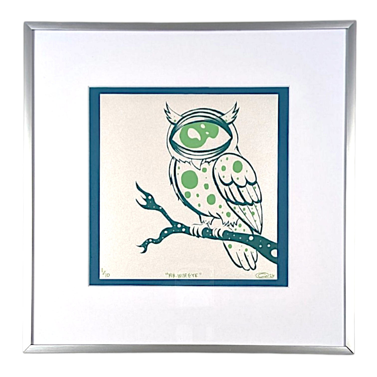 Chandler Condon "Mr. Wise Eye (White Shimmer)" Print - Framed