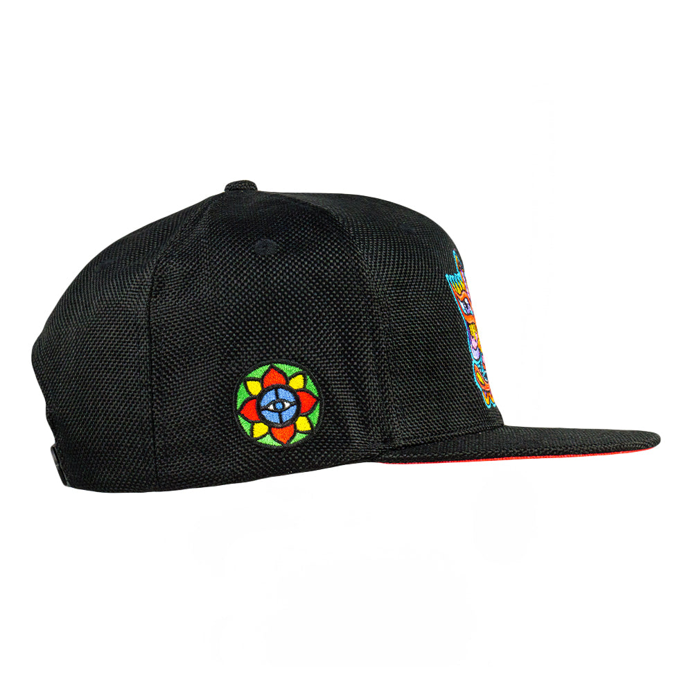 Chris Dyer Harmoneyes Red Black Snapback Hat
- Pearl Hemp & Brim
- Embroidered Artwork
- Canvas Underbrim
- Square Brim
- Satin Lining
- Stash Pocket
- Snap Closure
- Limited Edition of 150