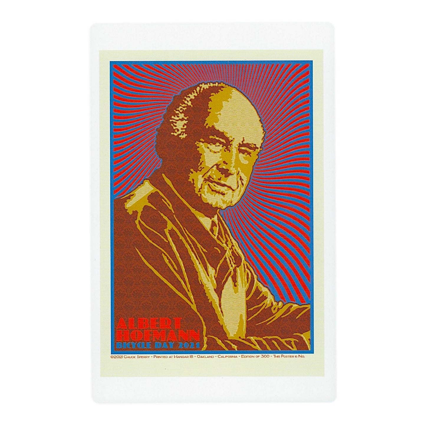 Chuck Sperry Albert Hofmann, Bicycle Day 2021 Art Card Approx. 8.5 x 5.5 in