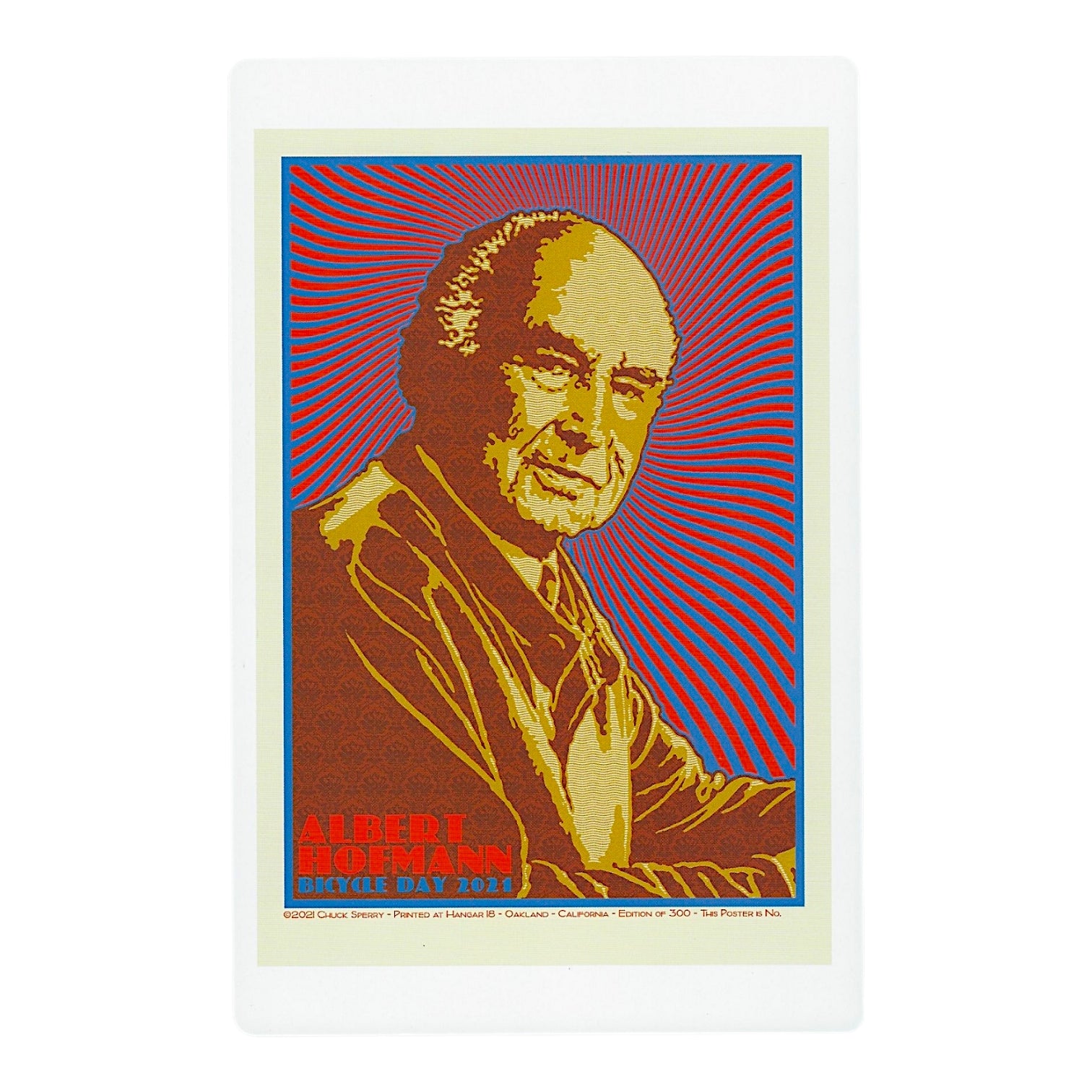 Chuck Sperry Albert Hofmann, Bicycle Day 2021 Art Card Approx. 8.5 x 5.5 in
