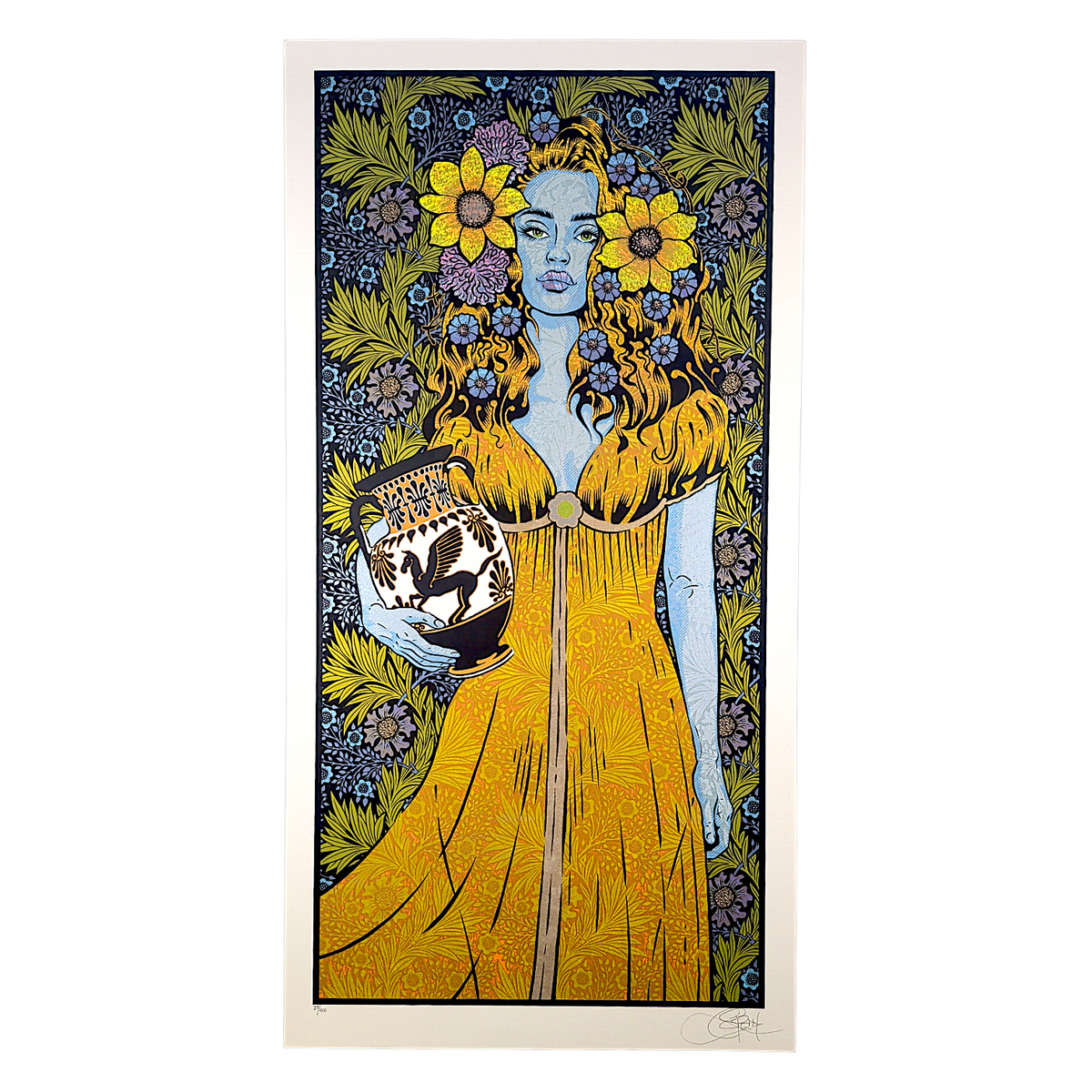 Chuck Sperry 
Danaide, 2025 
7 color screen print on cream paper 
18 x 34 in 
Edition of 400  

Hand signed + numbered by the artist 