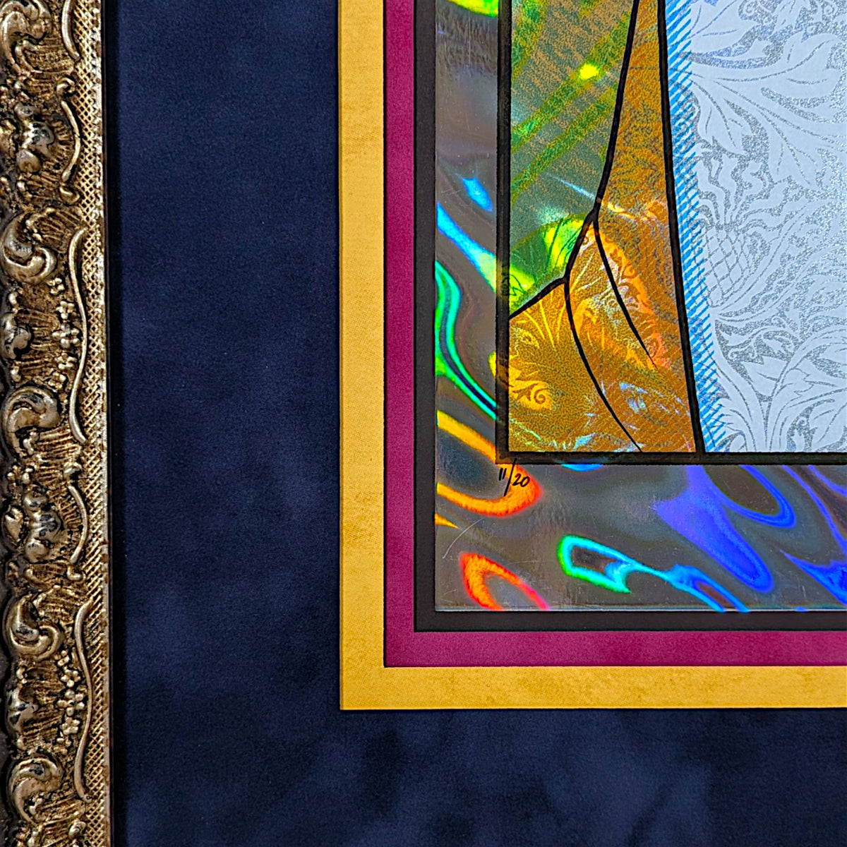 Chuck Sperry
Dreamer (Lava Foil), 2019
Screen print on paper
43.25 x 33.25 x 1.5 in framed
Edition of 20

Hand signed + numbered by the artist. Custom framed by Full Frontal Framing / Hall of Frames with Tru Vue Conservation Grade 99% UV Protection Plexiglass.