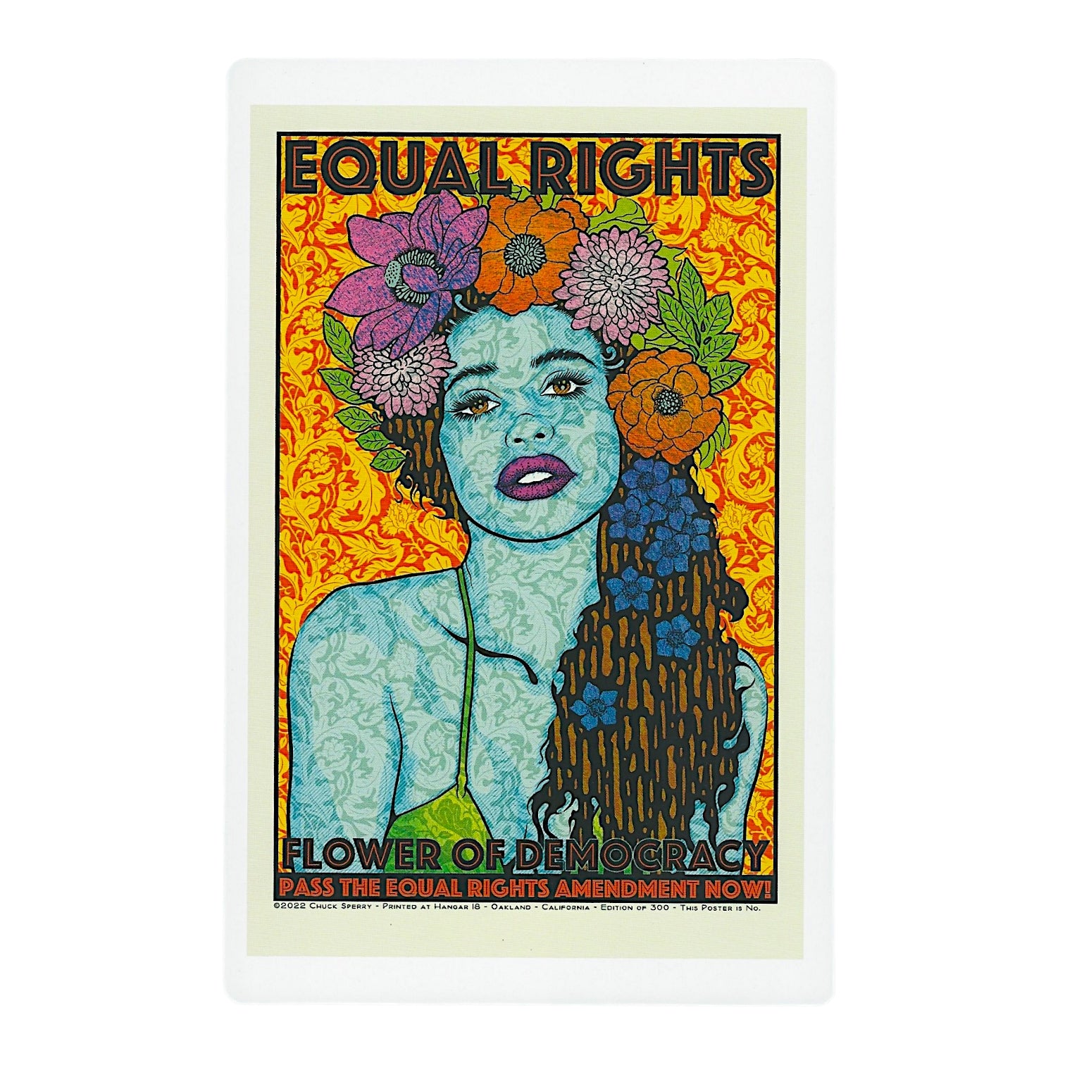 Chuck Sperry Equal Rights, Flower of Democracy 2022 Art Card Approx. 8.5 x 5.5 in