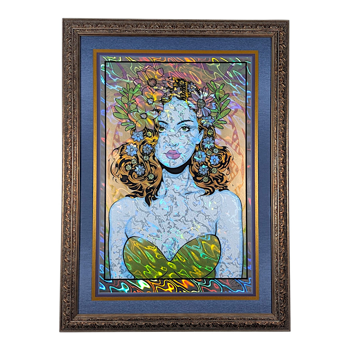 Chuck Sperry
Sappho (Lava Foil), 2022
Screen print on paper
41.25 x 30.25 x 1.5 in framed
Edition of 20

Hand signed + numbered by the artist. Custom framed by Firehouse 19 Studios with Tru Vue Conservation Grade 99% UV Protection Plexiglass.