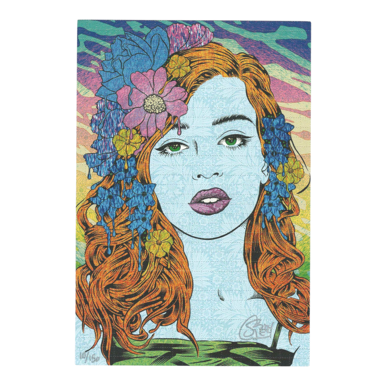 Chuck Sperry 
The Oracle, 2018 
Print on Perforated Blotter Paper 
6 x 9 in 
Edition of 150 

Hand signed + numbered by the artist 