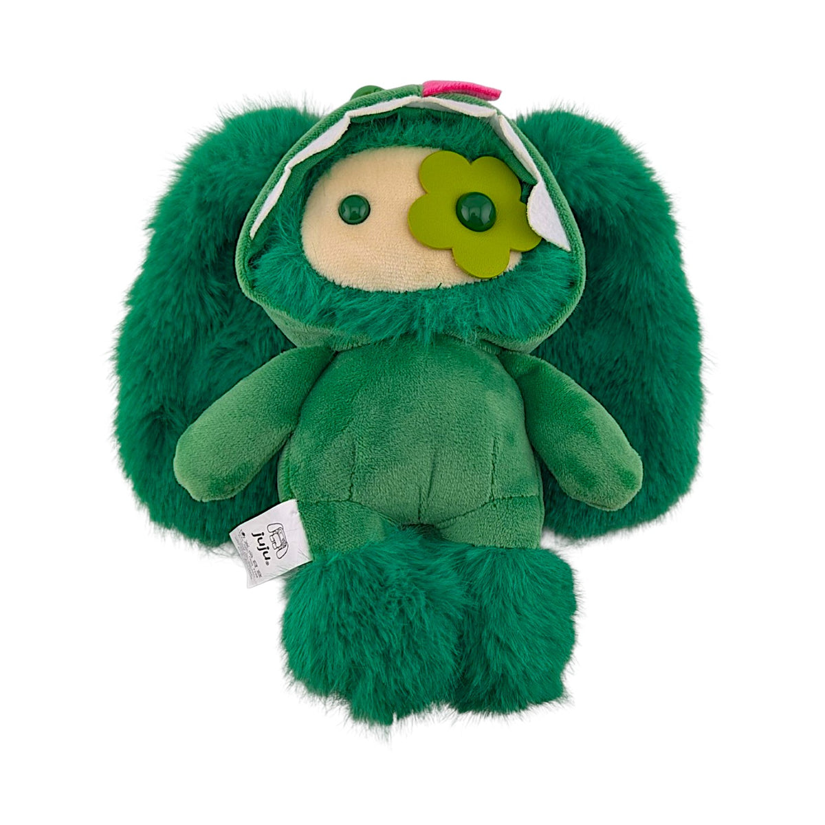CJ Hendry
Halloween JuJu (Dinosaur), 2026
Plush keychain with leather flower eye, polyester filling &amp; metal clasp
Approx. 15 x 8 cm

Accompanied by orange rectangular zipper pouch + fold out "map" poster which shows all 10 varieties