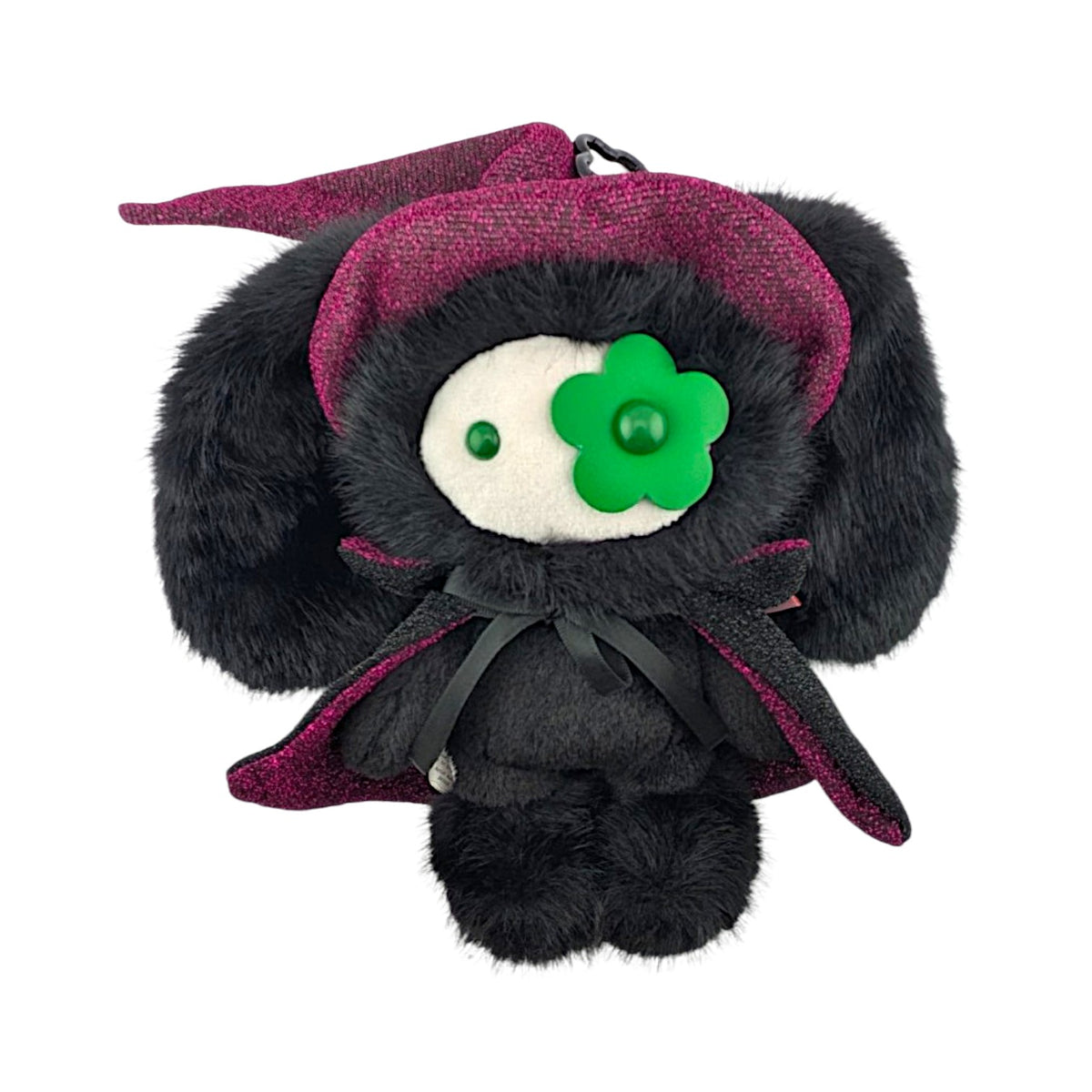 CJ Hendry
Halloween JuJu (Witch), 2026
Plush keychain with leather flower eye, polyester filling &amp; metal clasp
Approx. 15 x 8 cm

Accompanied by orange rectangular zipper pouch + fold out "map" poster which shows all 10 varieties