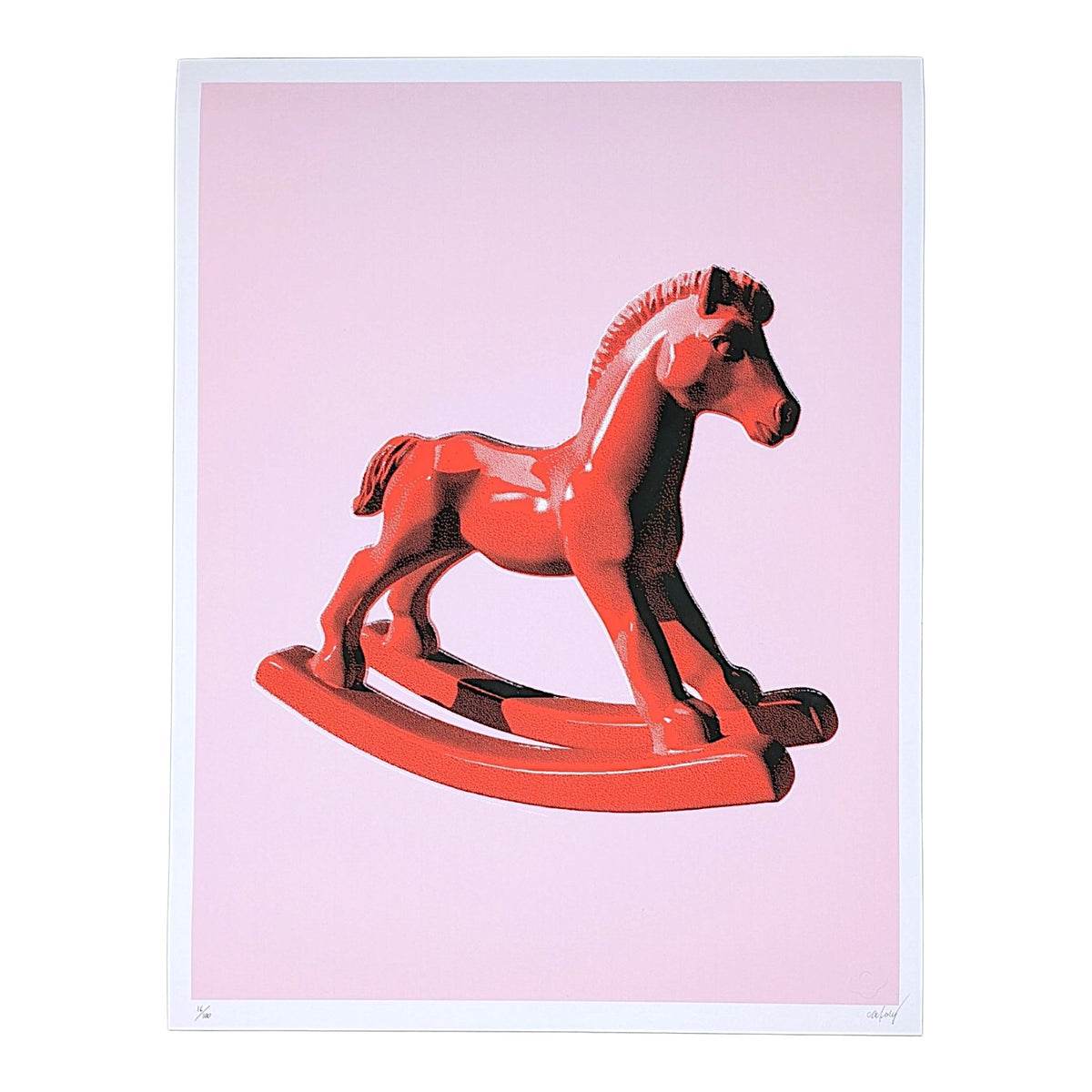 CJ Hendry
Pastel Salon 94 - Rocking Horse (Red on Pink), 2026
Archival pigment print on fine art paper
14 x 18 in
Edition of 100

Hand signed + numbered by the artist. Accompanied by original Pastel Salon 94 tube.