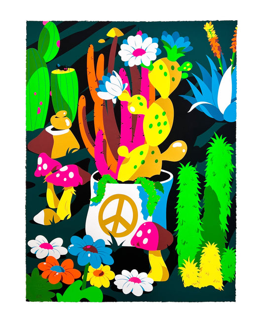 DABS MYLA
Peace Garden Meditation (Neon), 2024
11 color silk screen print with deckled edges
18 x 24 in
Edition of 25
Hand signed, numbered and embossed by the artists