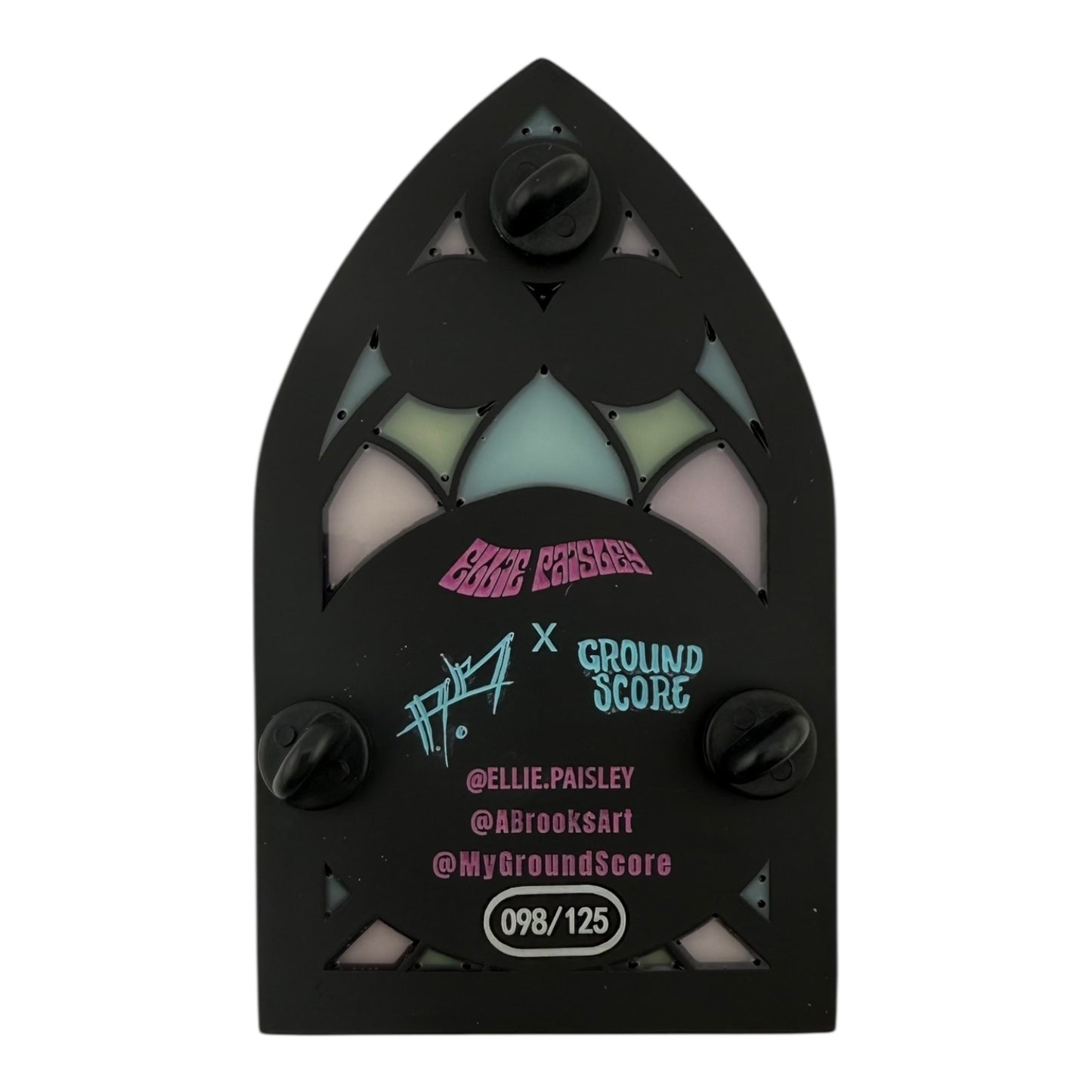 Ellie Paisley x Aaron Brooks x Groundscore
Cathedral Pin, 2025
2.5 x 4 in
Edition of 125